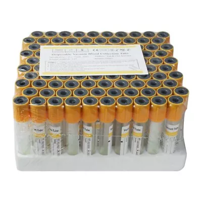 $29.99 • Buy 100X Vacuum Blood Collection Tubes Gel & Clot Activator Tubes 12x75mm Sterile CE