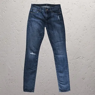 7 For All Mankind Gwenevere Skinny Jeans Size 23 Blue - Excellent Condition  • £15