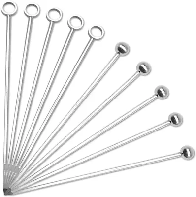 CKANDAY 10 Pack Stainless Steel Cocktail Picks Reusable Fruit Sticks Metal Mart • £6.99