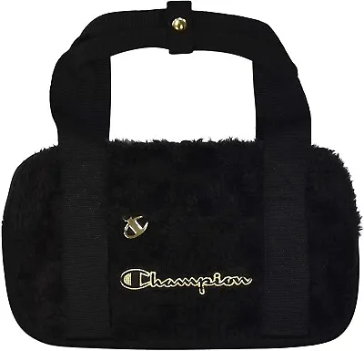 Brand New Women's CHAMPION Textile Black Fur Mini Toiletry Bag Duffle Duffel • $19.99