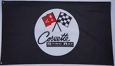 Corvette Sting Ray Flags.  Large 3ft X 5ft Size C1 C2 C3 C4 C5 C6 C7 C8r/ Black • $17.99