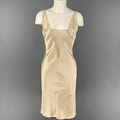 J. MENDEL Size 4 Beige Mixed Fabrics Slip Cocktail Dress • $420