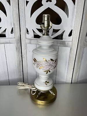 Vintage Venetian Lamp Art Glass Hand Painted Gold Grapevines Dolphin Footed • $164.99