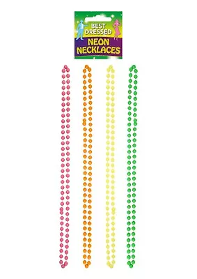 Neon UV X4 Beads Necklace 80s Hen Party Costume Accessory Rave Fancy Dress • £8.49