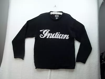 Vintage Indian Motorcycle Men's Black Long Sleeve Heavy Sweater Size L • $103.90