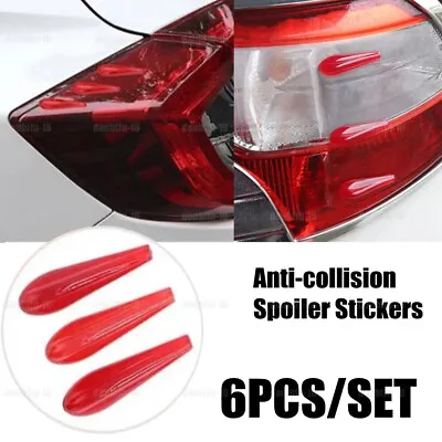 6pcs Car 3D Red Spoiler Styling Sticker Tail Light Anti Collision Trim Universal • $8.85