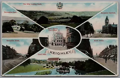 Multiview Of Keighley Bradford Yorkshire England Antique Postcard Postmark 1913 • £4.01