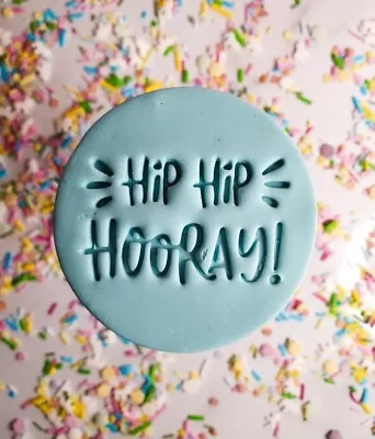 HIP HIP HOORAY Fondant Embosser Cookie Stamp Happy Birthday Party Cupcake Topper • $8.95