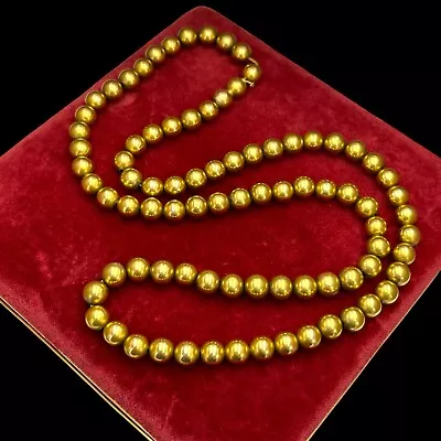 Antique Vintage Nouveau 14k Yellow Gold 9 Mm Graduated Bead Wedding Necklace 64g • $1555
