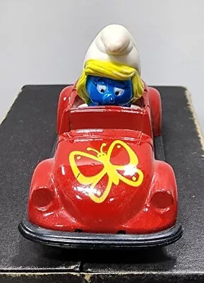 Vintage Smurfette ERTL Car VW Bug Beetle Smurf Diecast Toy 1982 Figure #1 • $7.99