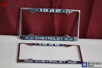 1942 Chevy Chevrolet GM Licensed Front Rear Chrome License Plate Holder Frames • $53.28