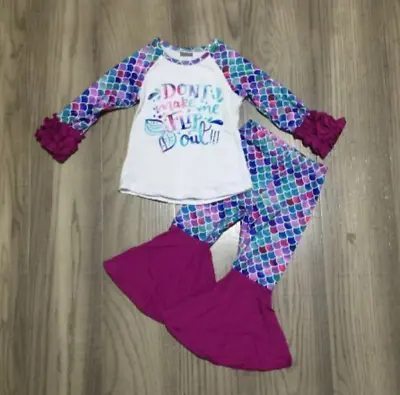 $16.99 • Buy NEW Boutique Mermaid Bell Bottoms Girls Outfit Set