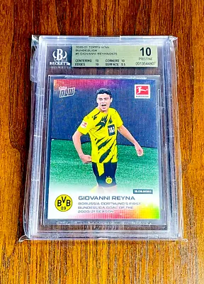 Giovanni Reyna 2020 Topps NOW⚽⚽⚽BGS 10 PRISTINE⚽⚽Borussia Dortmund⚽⚽ThePennyGame • $222.22