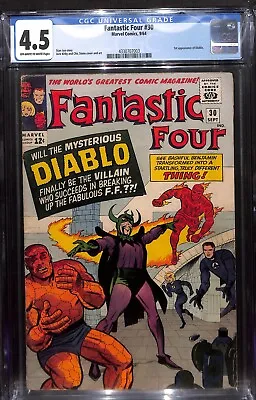 Fantastic Four 30 CGC 4.5 Marvel 1964 1st Appearance Diablo • $100