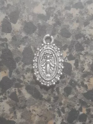 Vintage Blessed Virgin Mary Silver Tone Miraculous Medal  • $7