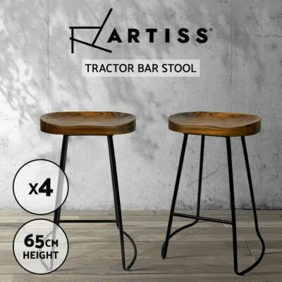 $259.34 • Buy Artiss 4x Vintage Tractor Bar Stools Retro Stool Industrial Chairs Black 65cm