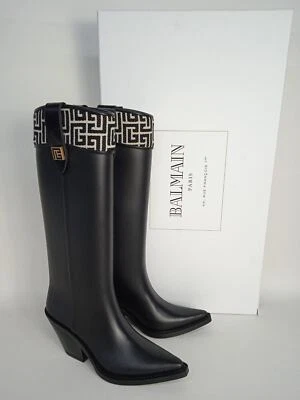 £131 • Buy BALMAIN Ladies Black Rubber Western Rainboot Wellies Boots EU39 UK6 NEW RRP550