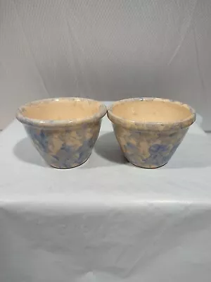 Vintage East Knoll Pottery Spongeware Custard Cup / Bowl Set 2 3/8  H X 3 5/8  D • $15