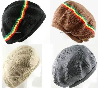 1 Piece 100% Cotton Rasta Tam Beret Cap Hat Crown Reggae Marley Jamaica Size M/L • $16.99