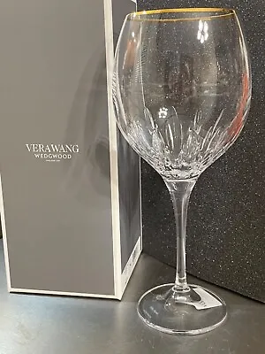 Wedgwood VERA WANG Duchesse GOLD Crystal RED WINE GOBLET (S) - Glass • $44.99