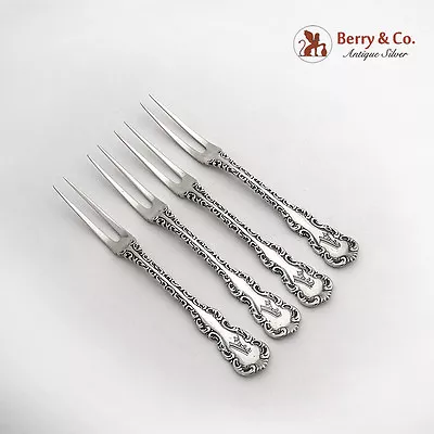 $156 • Buy Louis XV Strawberry Forks Set Two Tines Whiting Mfg Co Sterling Silver Pat 1891