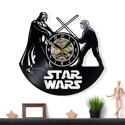 Star Wars Decor Modern Wall Clock Art Vinyl Record Art Gift Han Solo Darth Vader • $16.97