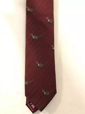 Van Buck Men's Red Label Tie - Wine Standing Pheasant [100% Silk] • £20