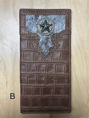 TNA 124BR(B) Brown Alligator Print W/Star Concho Western Wallet • $22