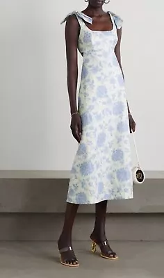 Zimmermann Postcard Tie Shoulder Midi Dress - Blue Tonal Floral • $325