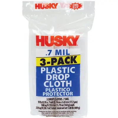 $15.81 • Buy Husky Plastic Drop Cloth, 0.7 Mil, 3-Pack