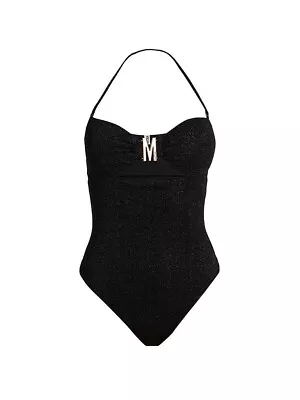 Moschino Halter Swimsuit Black With Gold Metal Hardware BNWT Size M UK 12 • $154.14