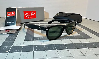 RAY BAN Sunglasses NEW WAYFARER RB2132 646231 Black Rubber Green G-15 55MM • $118.99