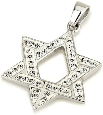 Star Of David Pendant Multi Colors Gemstones + Sterling Silver Necklace #10 • $56.21