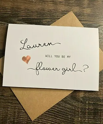 Personalised Will You Be My Bridesmaid Card & Envelope  ( Rose Gold) INTRO PRICE • £1.20