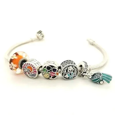  Pandora 925 Assorted Summer Beach Dangle Slide Bead Enamel Glass Charms NEW • $44.99