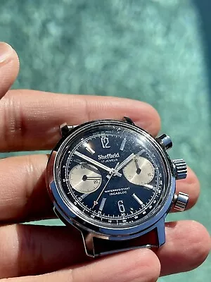 Vintage Sheffield Chronograph Valjoux 7733 *works!* Poor Mans Heuer* Rev Panda ! • $1600