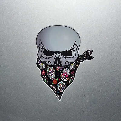 Mexican Sugar Skull Face Bandana Skull Vinyl Sticker Decal For Car Van 110x85mm • £2.59