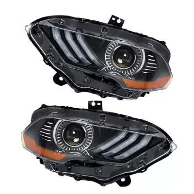 For 2018-20 Ford Mustang LED Black Projector Headlights Assembly DRL Right+Left • $268.60