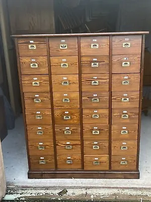 Quality Rare  Pitch Pine 32 Drawer   Haberdashery Chest  Kitchen Item We Deliver • £2785