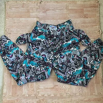 Vintage Lizardz Parachute Pants XL Green Grey Abstract 90s Retro High Rise Surf • $75