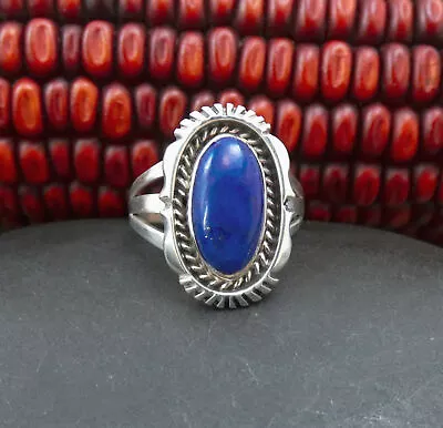 Native American Navajo Sterling Silver Lapis Ring Size 8 Vintage • $37.20