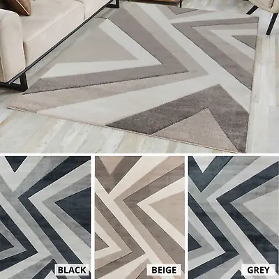 Valencia Zig Zag Small - Large Living Room Area Hand Carved Rugs • £25.99