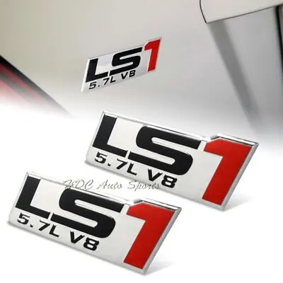 2 X LS1/5.7L/V8 Bumper/Trunk/Engine/Hood Red Aluminum Sticker Decal Emblem Badge • $7.99