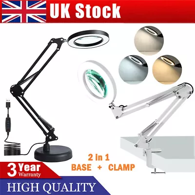 10X LED Magnifier Glass Desk Lamp With Light Stand Clamp Beauty Magnifying Lamp • £20.49