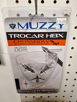 Muzzy Trocar HBX Hybrid 4 Blade Crossbow Mechanical Broadhead 100 Grain 3PK • $39.99