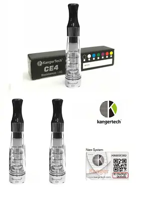 (3-Pack) Authentic KangerTech CE4 Clearomizer EGo E-Cigarette Vape Tank 1.8 Ohms • £11.49