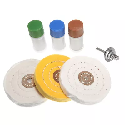 7PCS Buffing Wheel Kit Metal Cleaning Polishing + Compound Blocks Fits Drill  • £14.99