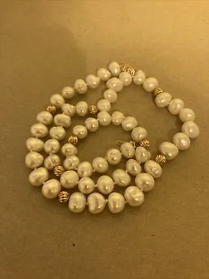 Vintage Baroque Pearl Necklace 14k Gold • $110