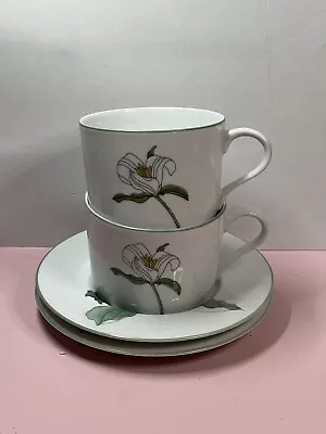 2 Cups & Saucer TRILLIUM Block Spal Watercolors Mary Lou Goertzen Wild Flowers • $20
