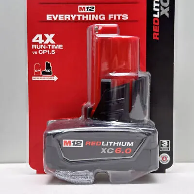 1 Pack Milwaukee 48-11-2460 M12 REDLITHIUM XC 6.0 Extended Capacity Battery • $49.99